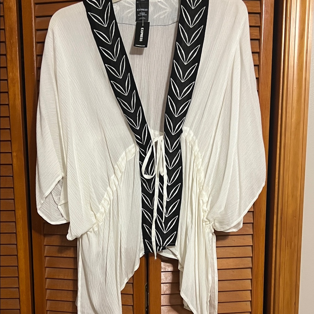 Express White Kimono with Black Accents